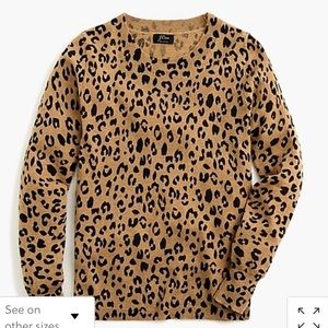 J crew everyday cashmere crewneck sweater leopard